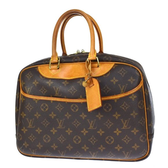 AUTHENTIC LOUIS VUITTON LV Logo Deauville Hand Bag Monogram Leather - Picture 1 of 10